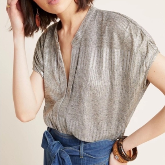 Anthropologie Tops - Bishop + Young Metallic Blake Blouse